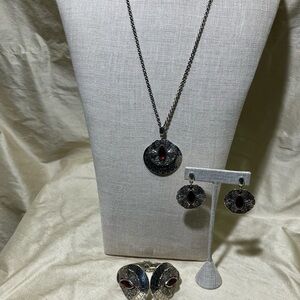 Brighton Silver and Red Three Piece Jewelry Set
